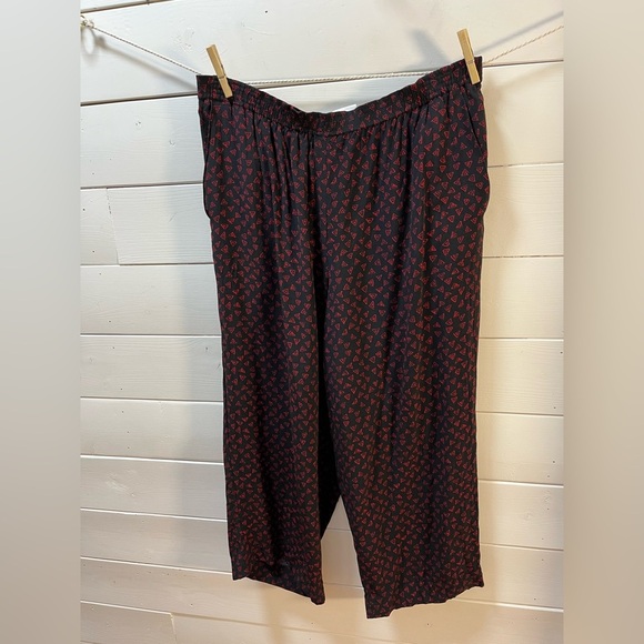 RENA ROWAN for SAVILLE STUDIO Black & Red Print Pants - Size 12 (Run Large) - Picture 3 of 9